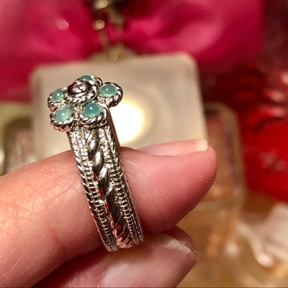 JUDITH RIPKA JADE OR OPAL FLOWER➕DMQ CENTER RING - Picture 6 of 14